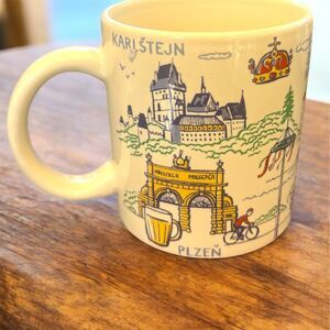 Czech Republic Handcrafted Ceramic Coffee Mug Multicolor Cultural Motif Souvenir